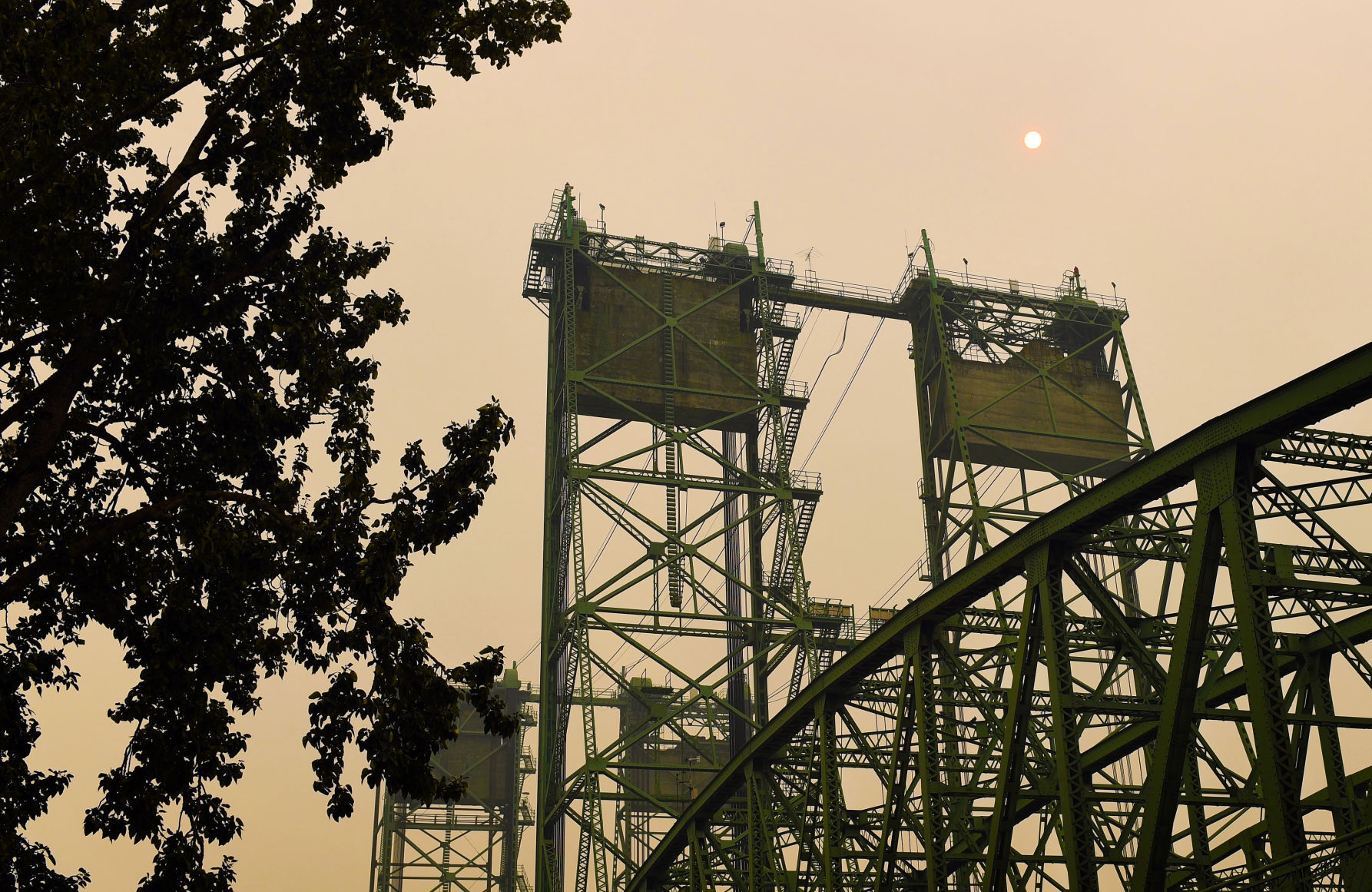 Interstate 5 bridge in smoke
